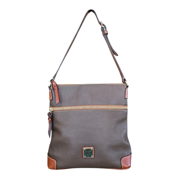 Dooney & Bourke Handbags - Dooney & Bourke Brown Tan Pebble Grain Leather Crossbody Shoulder Bag